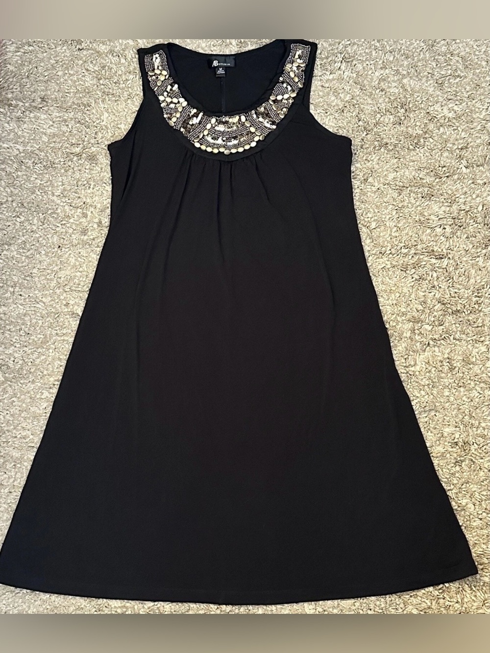 AB Studio Womenโs M Black Stretch Sleeveless Design Neckline Dress Philippines